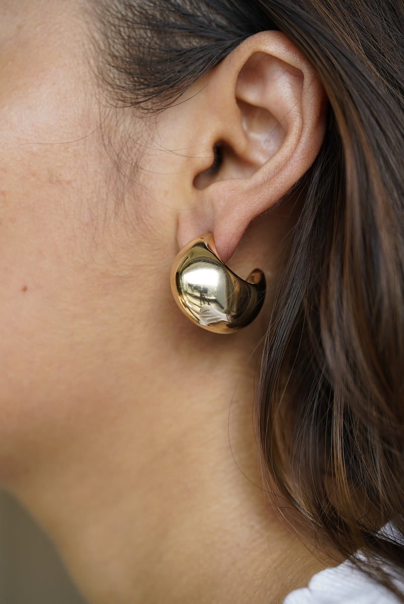 Chunky gold half moon earrings
