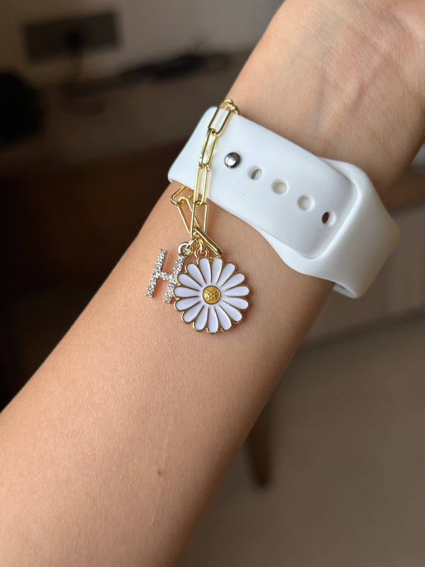 Daisy Flower Watch Charm with Initials