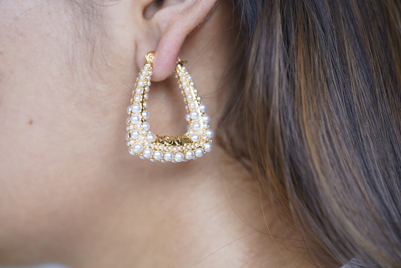 Statement Abstract Pearl Earrings