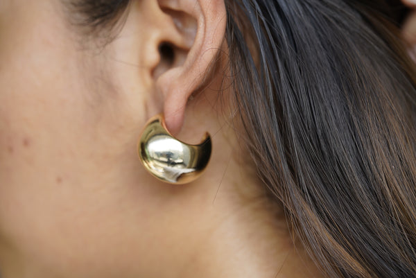 Chunky gold half moon earrings