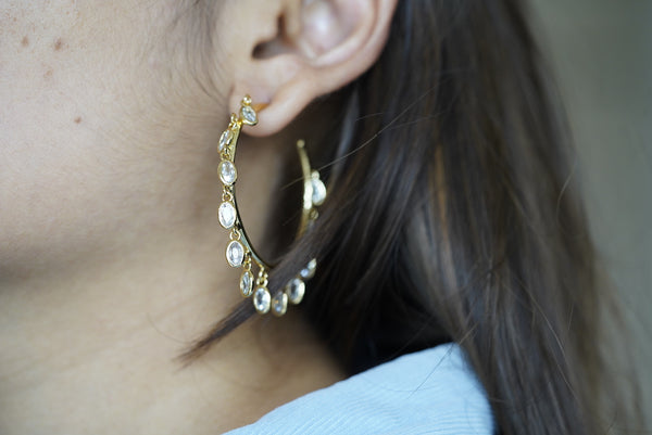 Shimmering Crystal Hoops