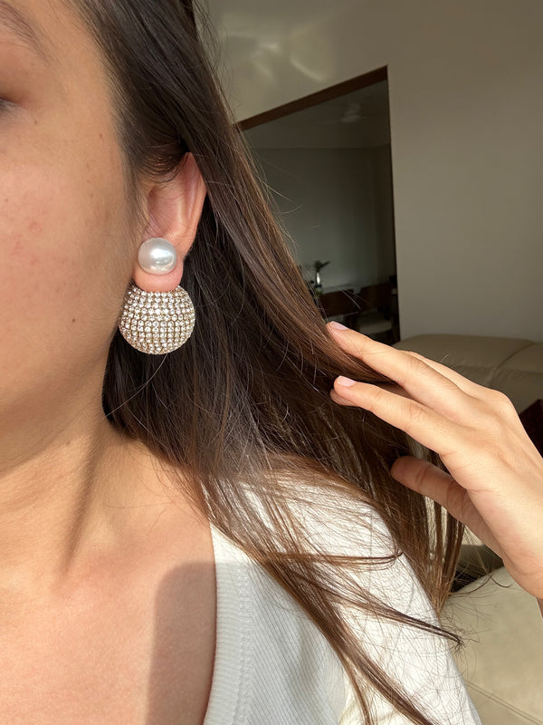 Statement Studded Oversized Pearl Earrings