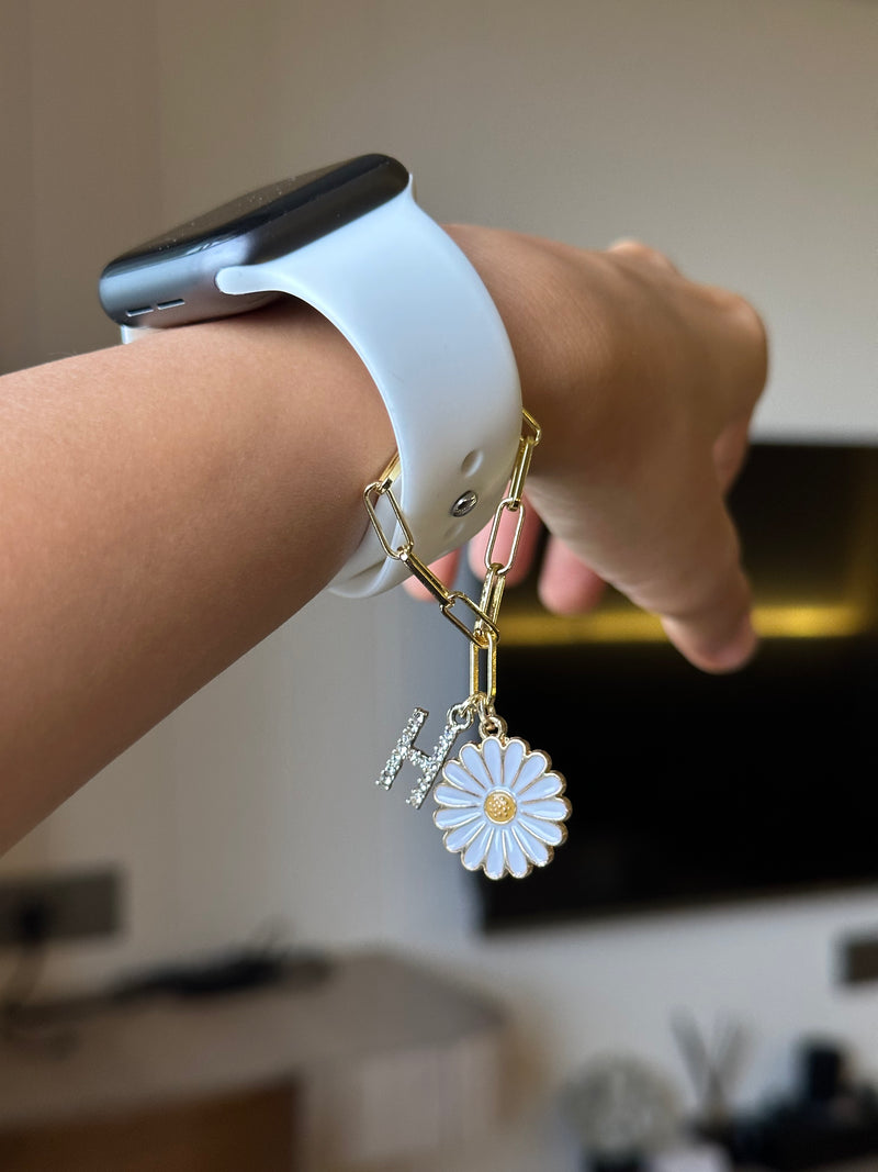 Daisy Flower Watch Charm with Initials