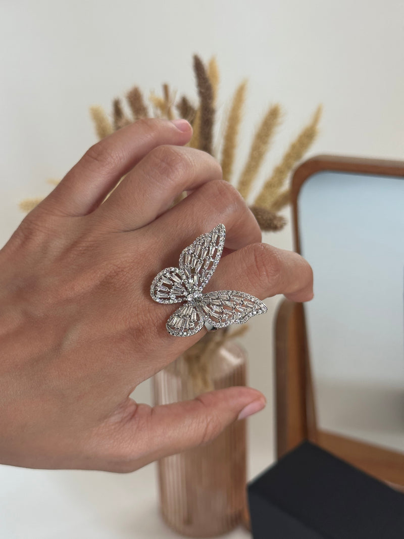 Silver Butterfly Statement Ring