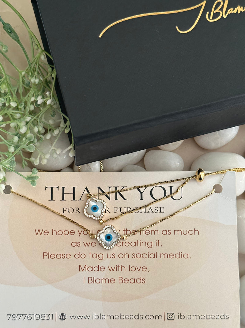 Gold Evil Eye Clover Set