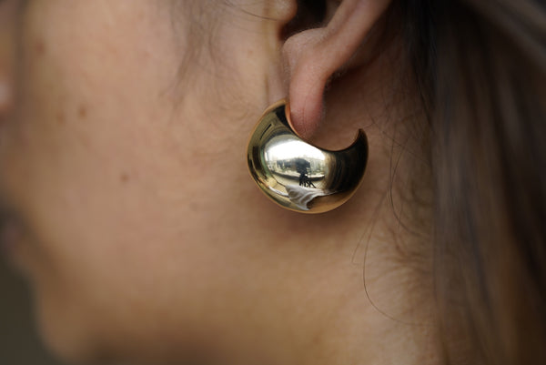 Chunky gold half moon earrings