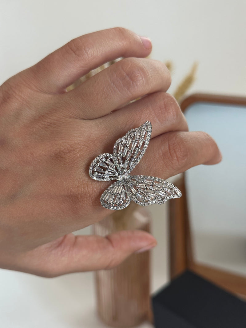Silver Butterfly Statement Ring