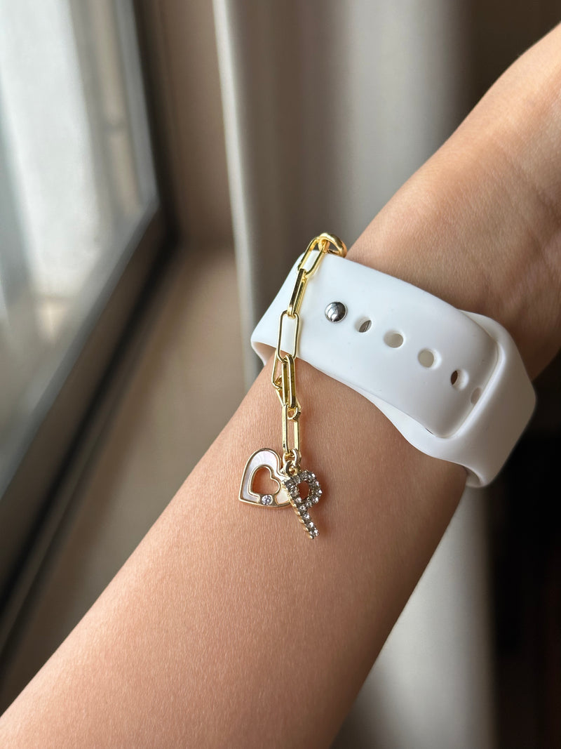Dainty Heart Watch Charm with Initials