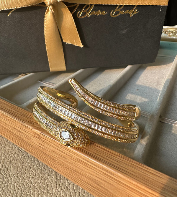 Anti-Tarnish Studded Snake Cuff