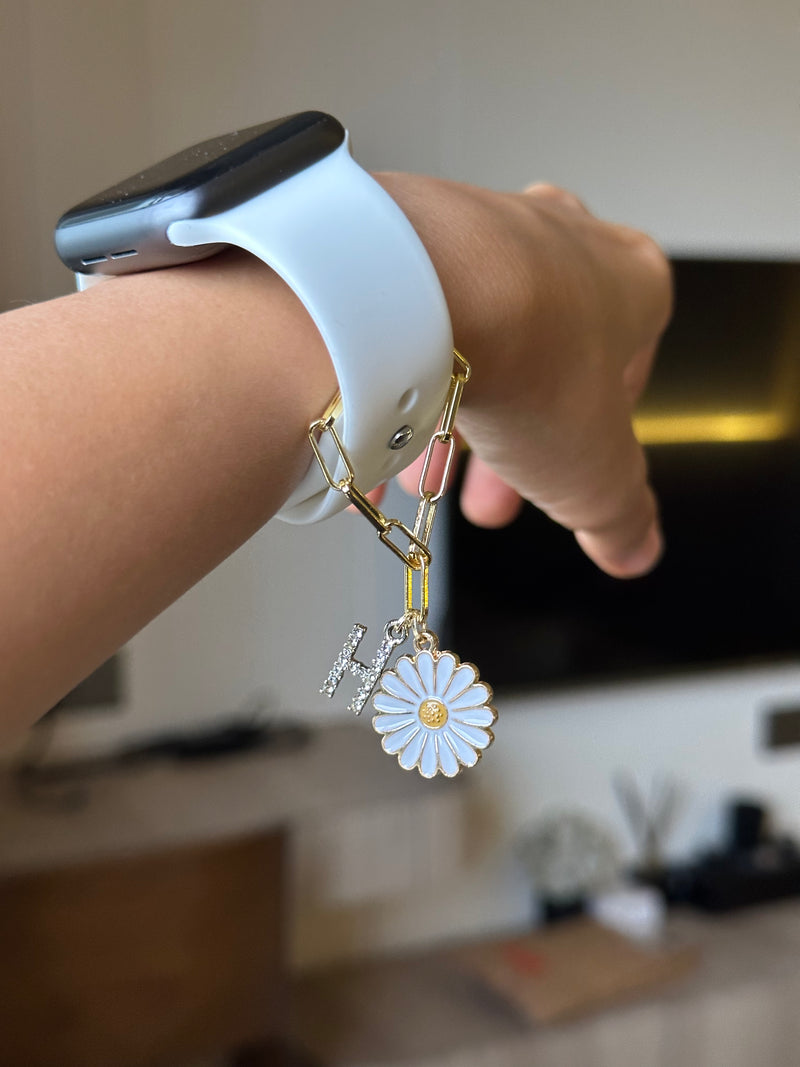 Daisy Flower Watch Charm with Initials