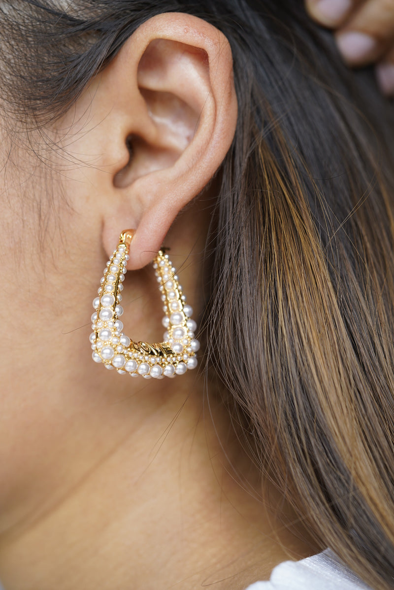 Statement Abstract Pearl Earrings