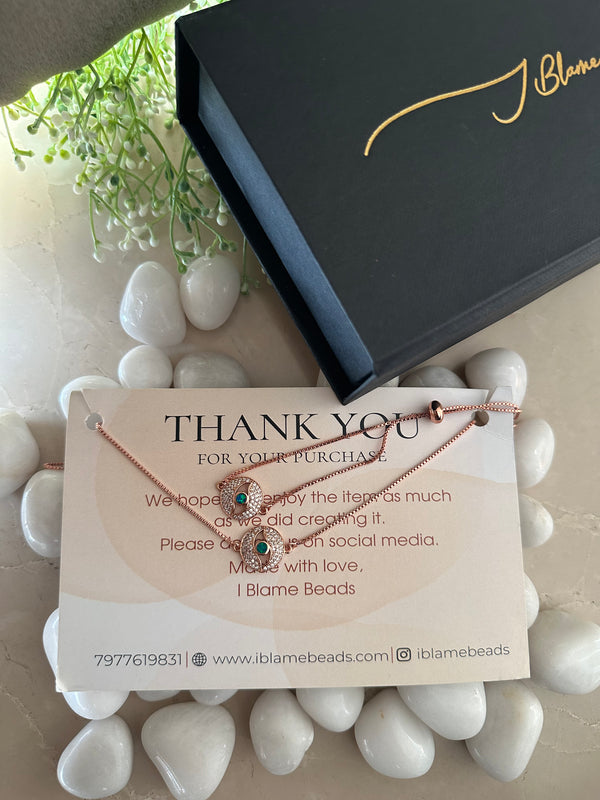 Rose Gold Green Stud Set