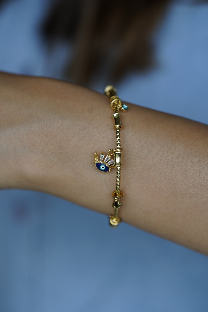 Crowned Evil Eye Charm Bracelet