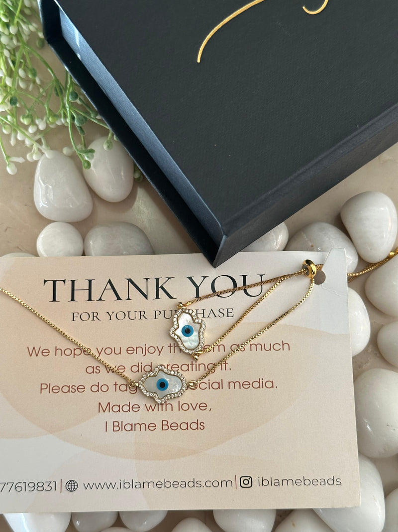 Gold Hamsa Hand Evil Eye Set