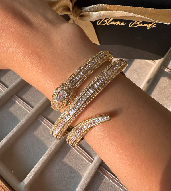 Anti-Tarnish Studded Snake Cuff