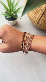 Champagne Crystals Beaded Bracelet with Magnetic Closure