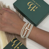 Pearl Studded Initial Magnetic Bracelet (Bestseller)