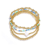 Gold White Bracelet Stack - Set of 4