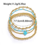 Gold White Bracelet Stack - Set of 4