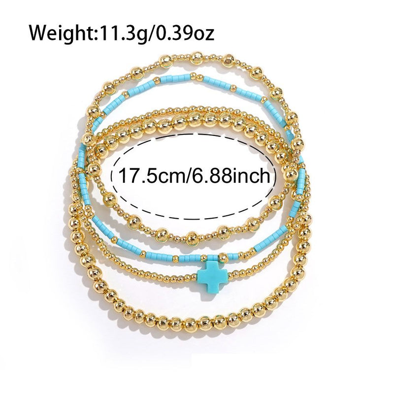 Gold White Bracelet Stack - Set of 4