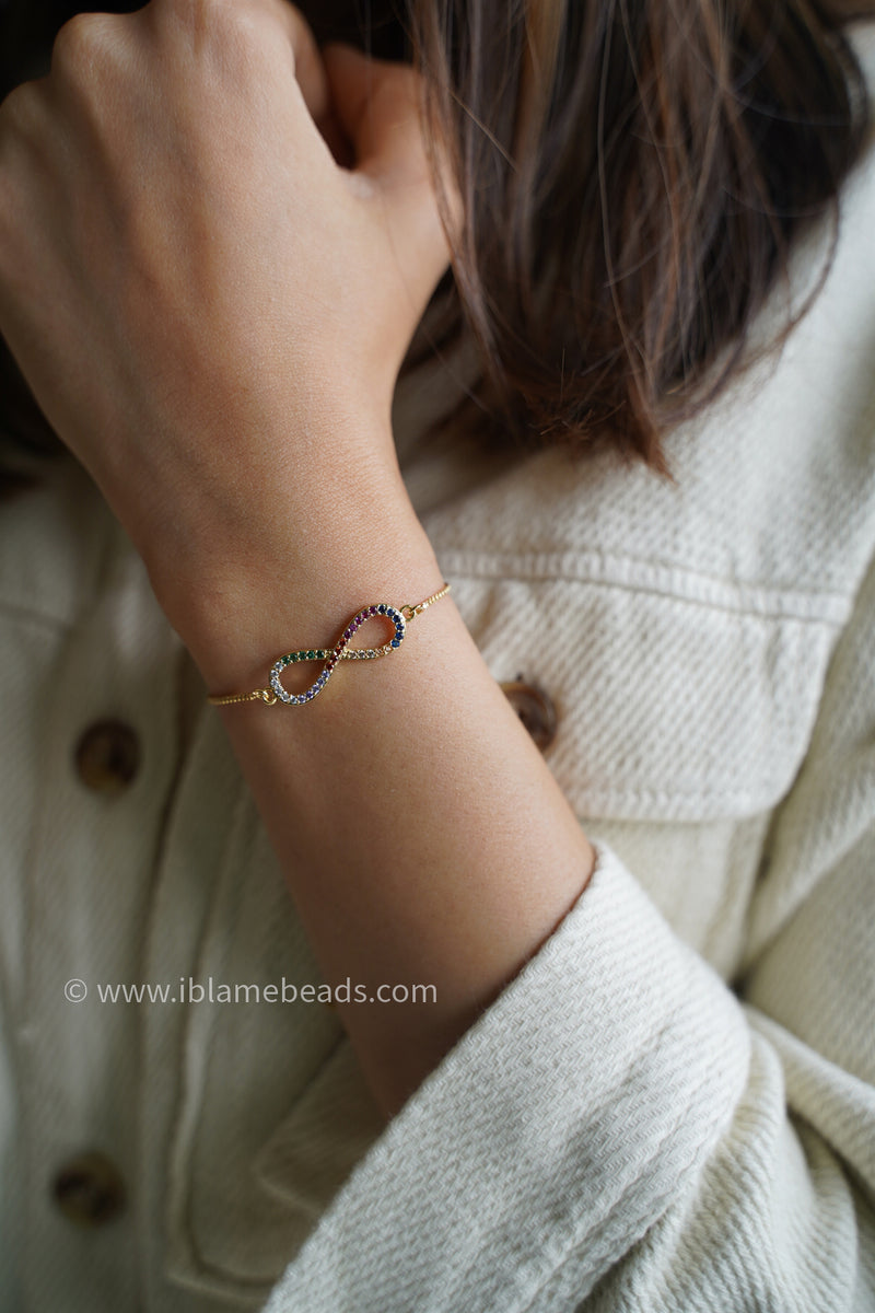 Multicolored infinity bracelet