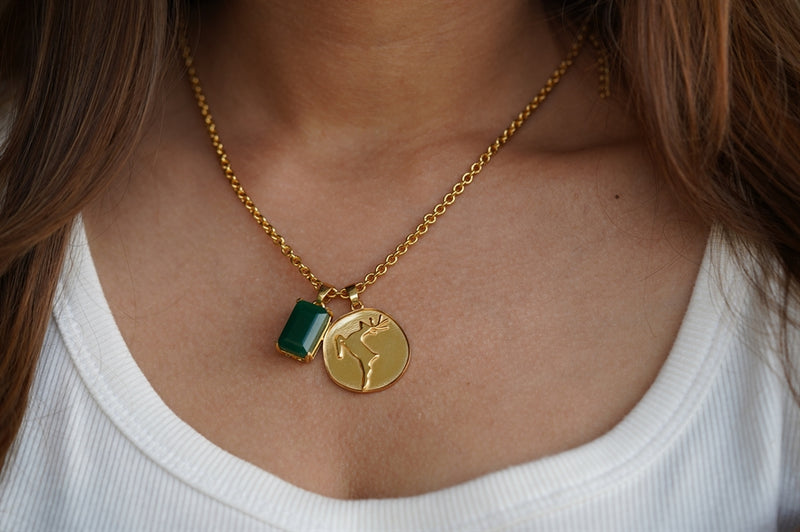 Green Stone With Coin