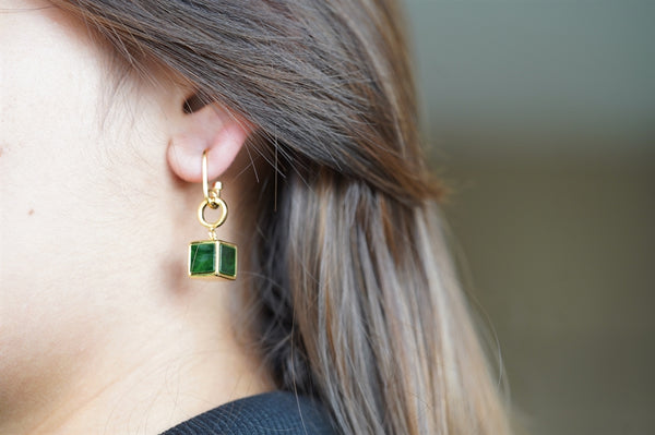 Green Cube Earring