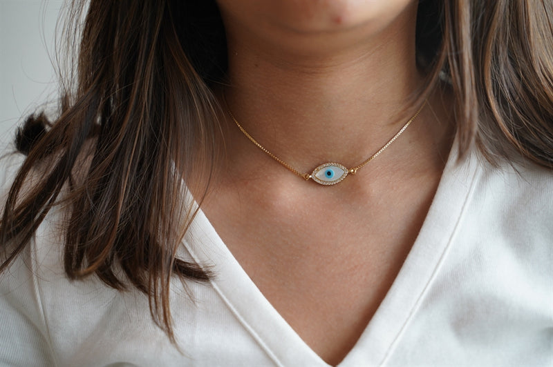 Evil Eye Marquee Pendant Necklace