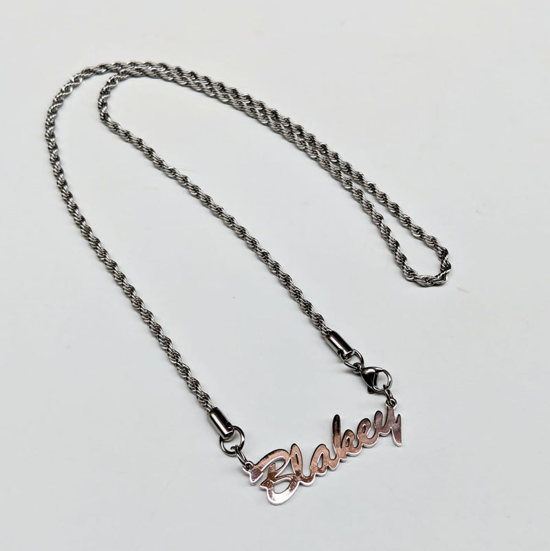 Personalized Name necklace for men with stainless steel rope chain