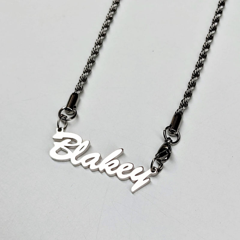 Personalized Name necklace for men with stainless steel rope chain