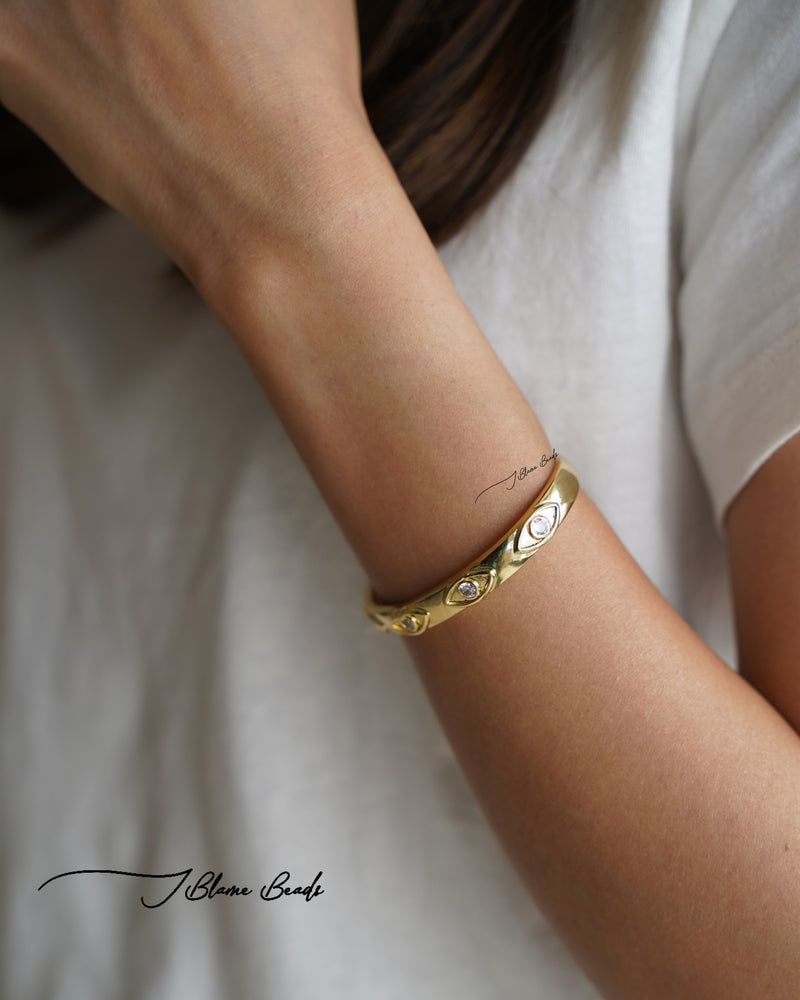 Gold Evil Eye Cuff