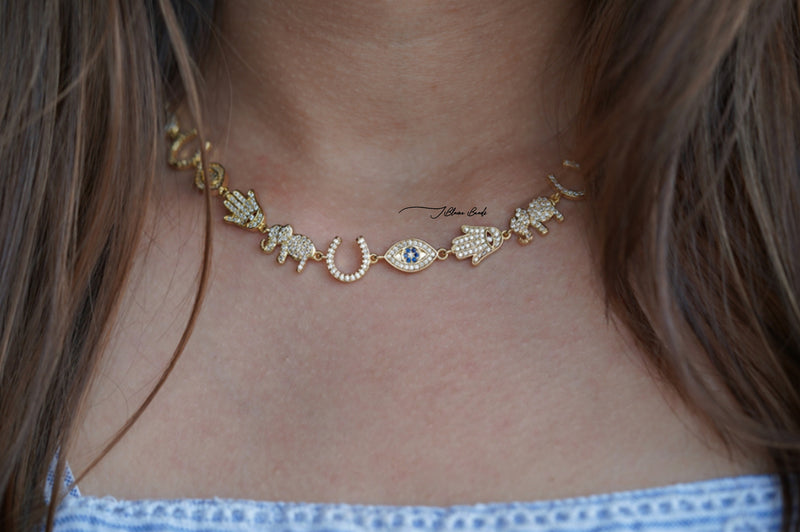 Dainty evil eye choker necklace