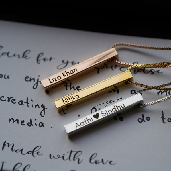 Customised Cuboid Bar Name Necklace I Blame Beads