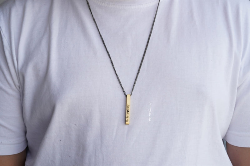 Personalized Cuboid Bar Necklace Men