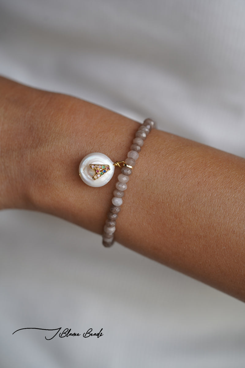 Mother of pearl initial bracelet