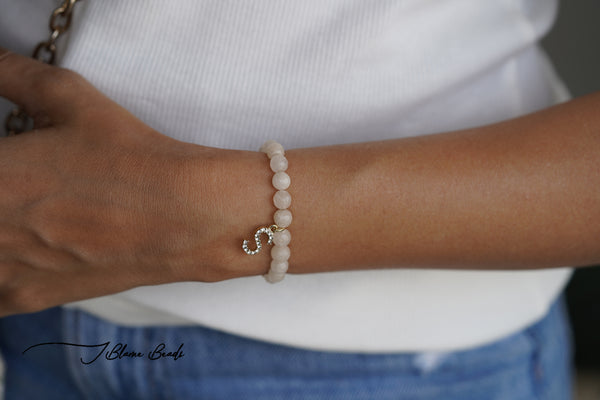 Moon stone initial bracelet