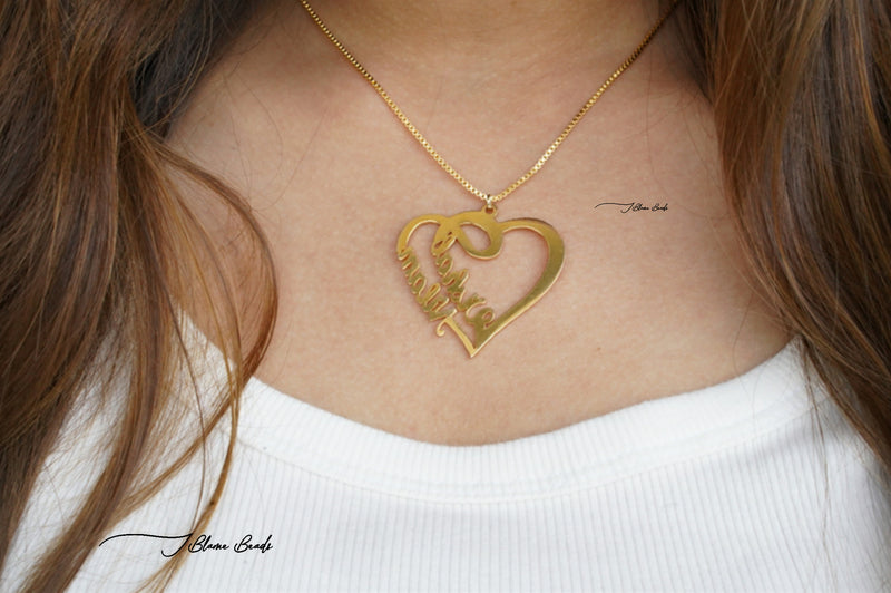 Personalized Double name heart necklace