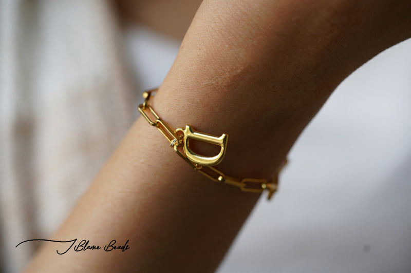 Initial link chain bracelet