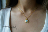Gazing evil eye solid gold necklace