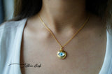 Gazing evil eye solid gold necklace