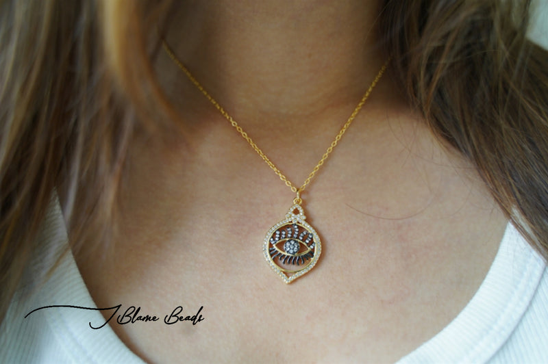 Black statement evil eye necklace