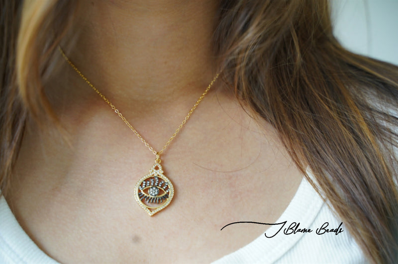 Black statement evil eye necklace