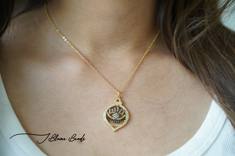 Black statement evil eye necklace