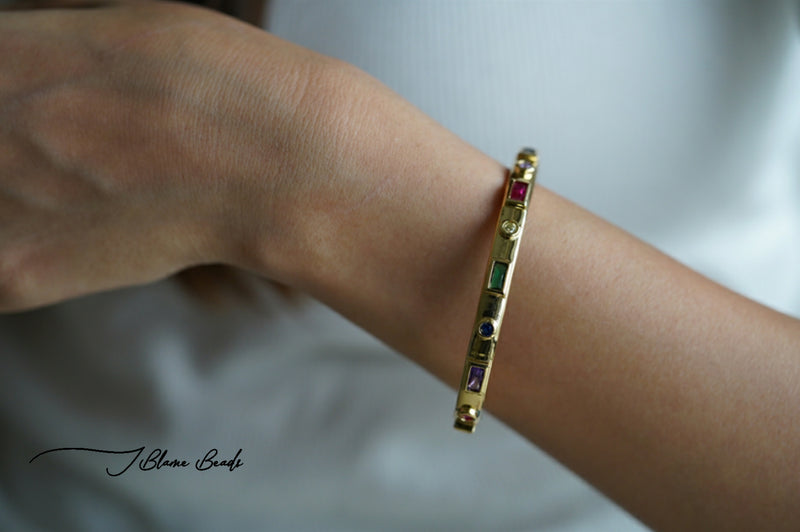 Multi-colored Gold Cuff