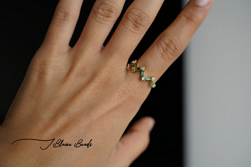 Green Zig Zag Ring