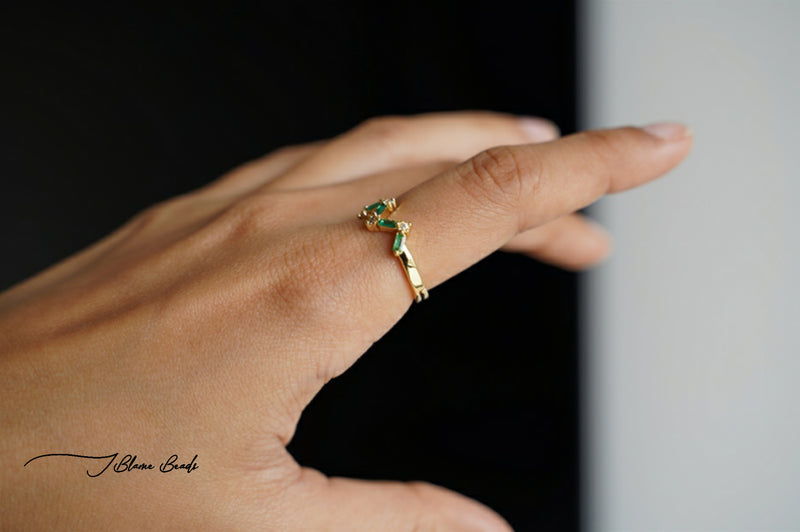 Green Zig Zag Ring