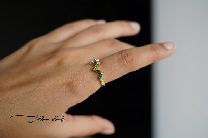 Green Zig Zag Ring