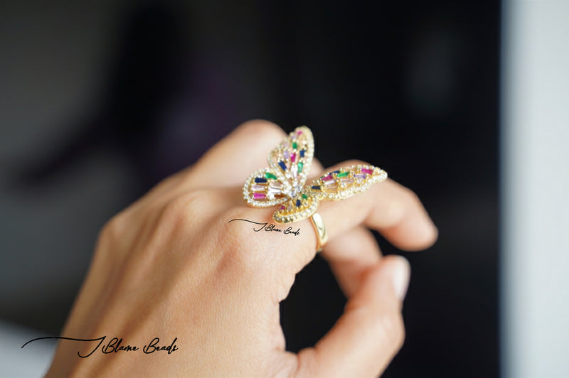 Multi-colored Statement Butterfly Ring