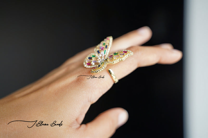 Diamond 18 Karat Yellow Gold Butterfly Ring – Bardys Estate Jewelry
