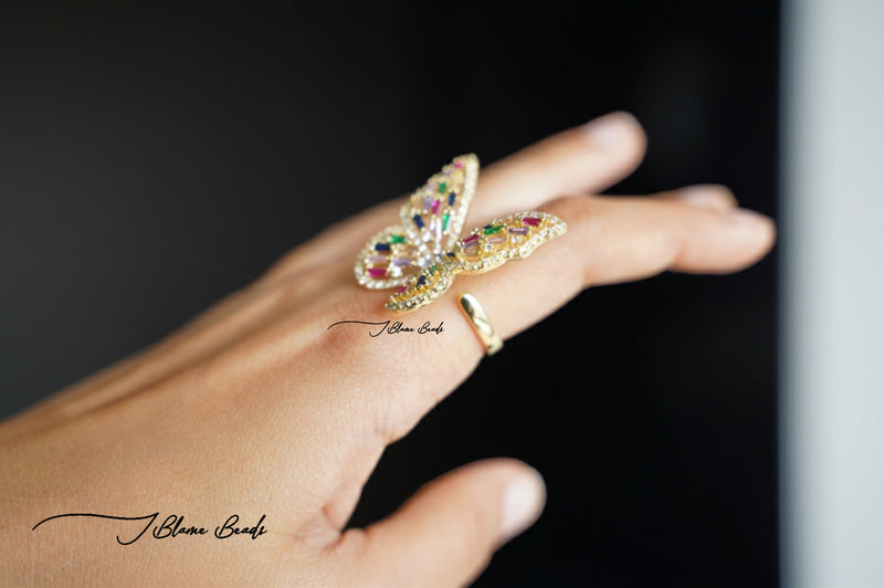 Multi-colored Statement Butterfly Ring